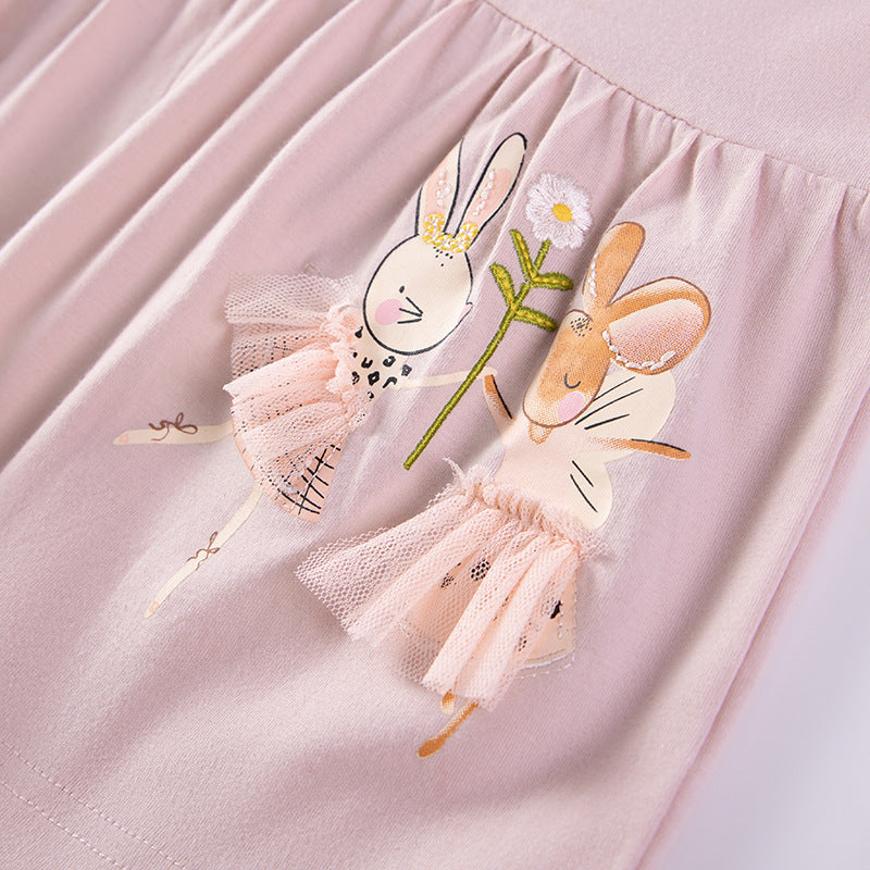 Summer Baby Kids Flowers Pattern Dress and Pants Clothing Set for Girls