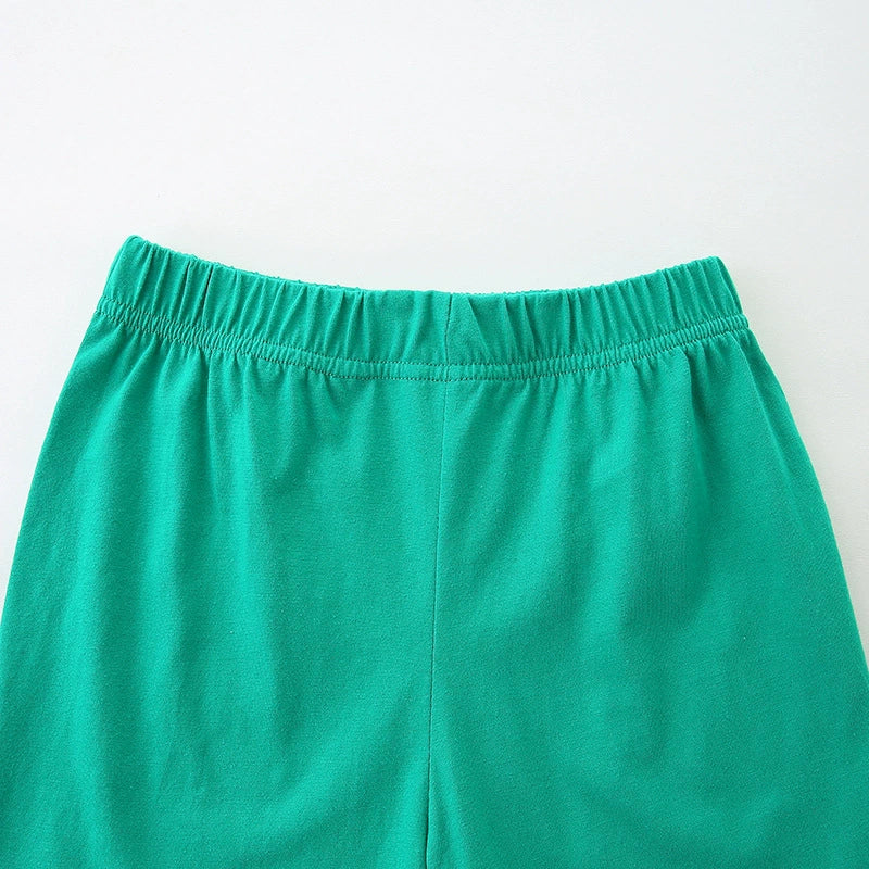 Summer Baby Kids Cartoon Tractor Pattern T-shirt and Plain Shorts Casual Clothing Set for Boys