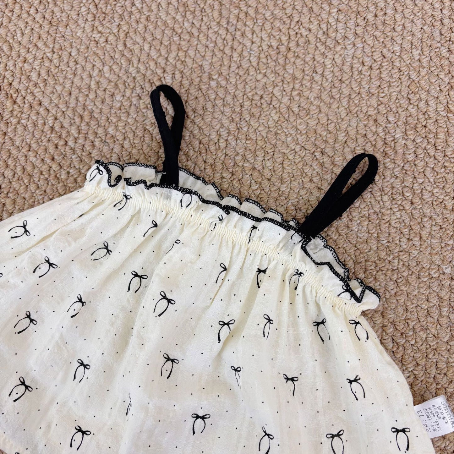 Summer Hot Selling Baby Girls Sleeveless Butterfly-bows Pattern Top Vest and Black Shorts Clothing Set