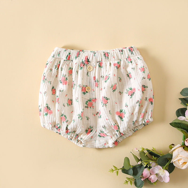 Baby Boys And Girls Cute Print Pattern Short Pants With Buttons