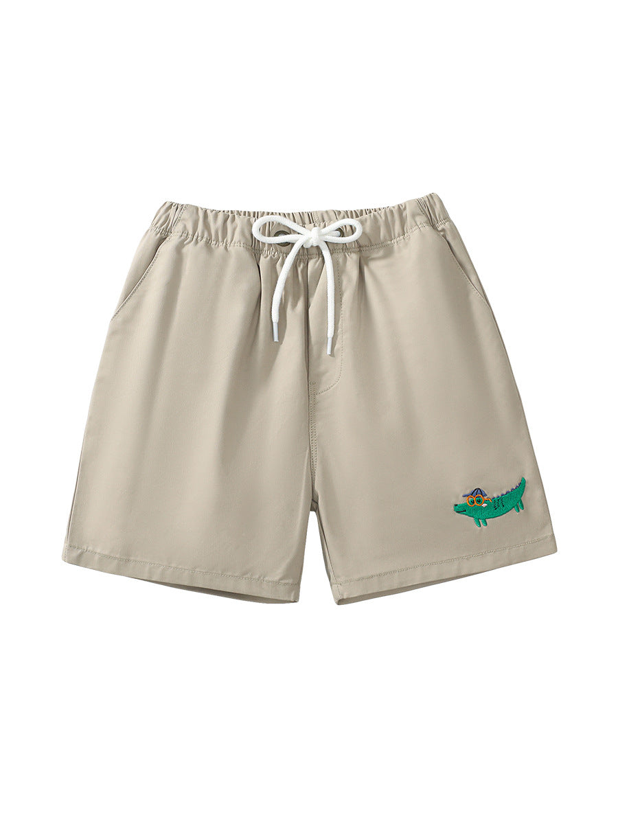 Boys Solid Soft Cotton Casual Style Shorts With Cartoon Logo