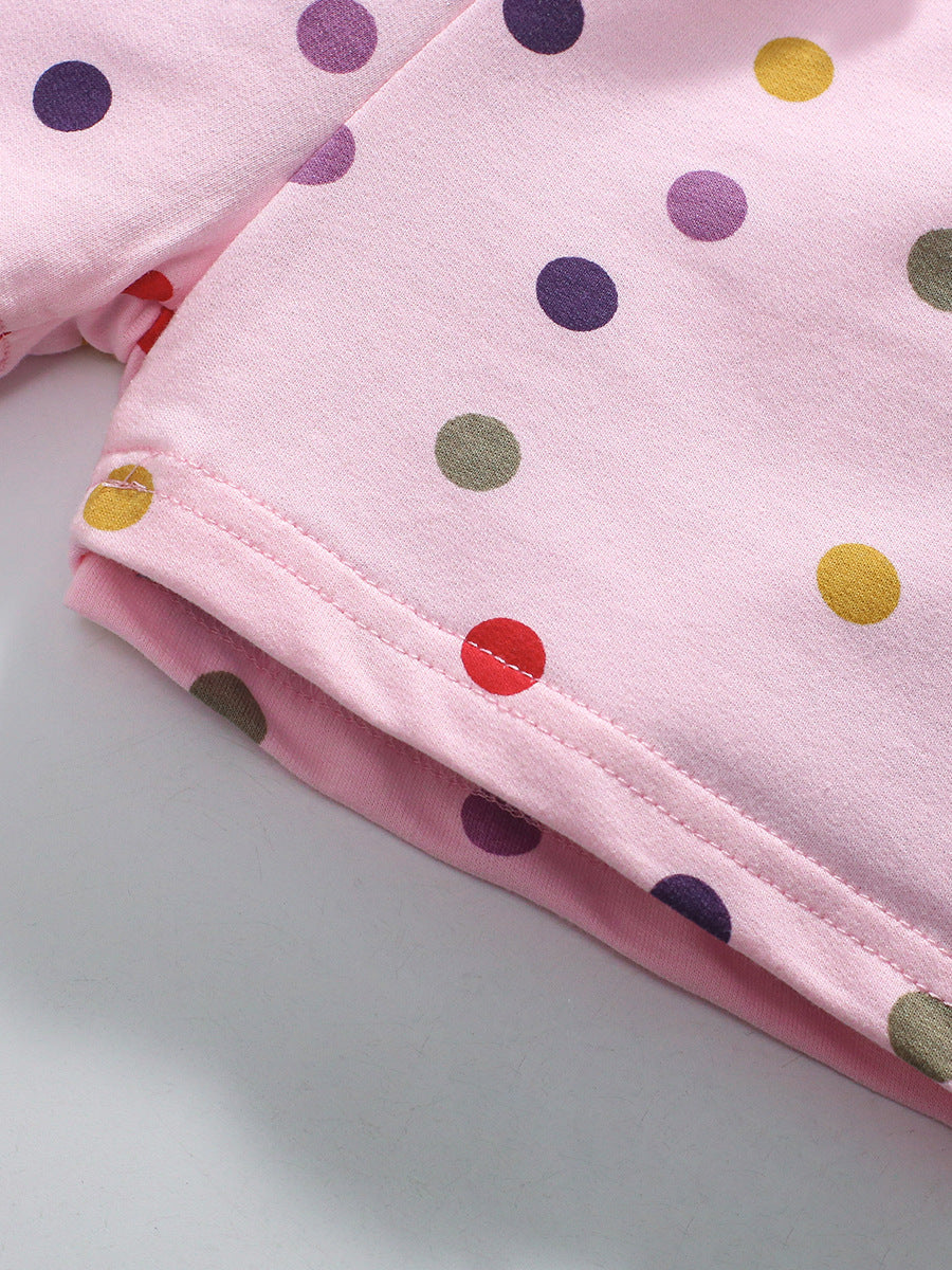 Summer Baby Kids Girls Cartoon Top And Dots Shorts Casual Clothing Set