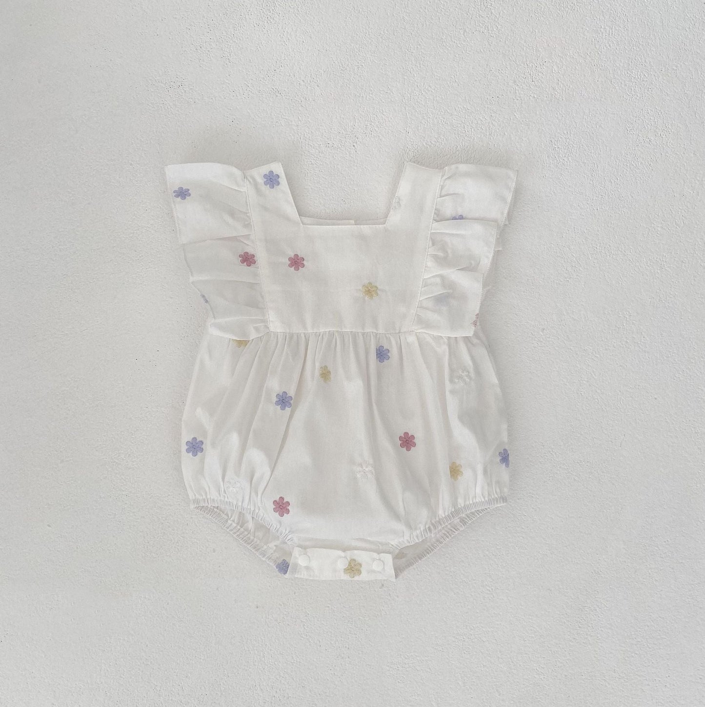 Summer Arrival Star Pattern Fly Sleeves Square Neck Dress/Onesies for Stylish Girls