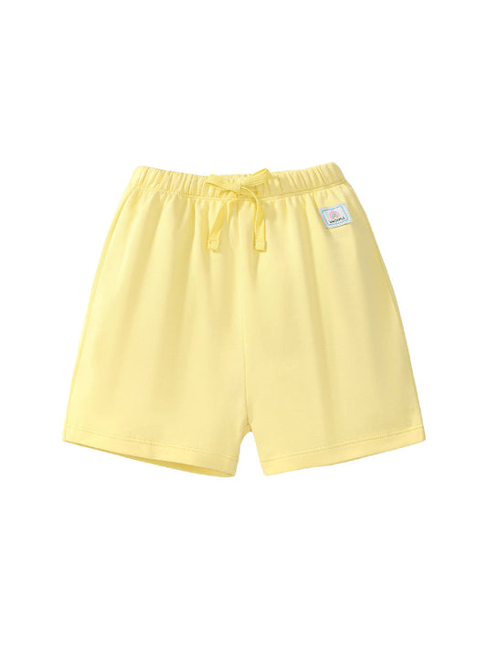 Girls Solid Color Soft Casual Style Capri Pants Rainbow Logo Shorts