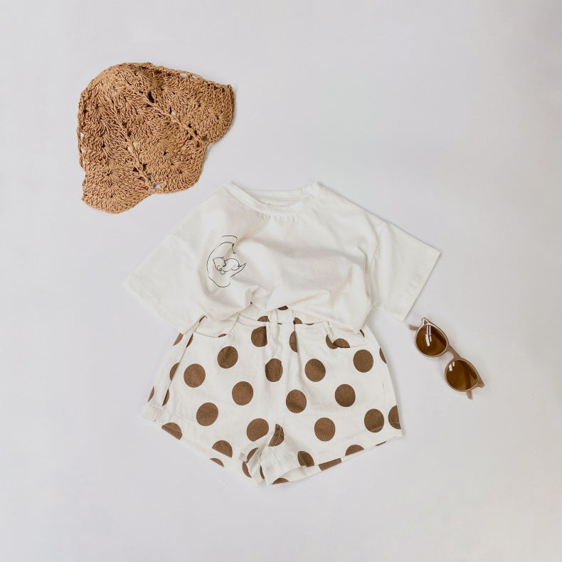 Baby Girl Polka Dot Pattern Basic Shorts With Pockets In Summer
