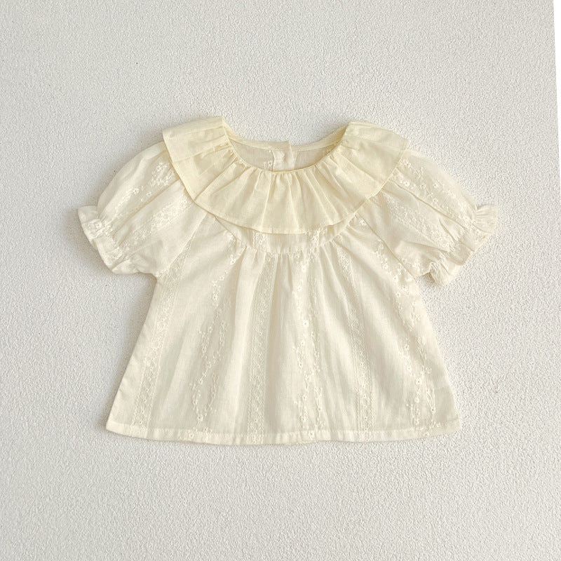 Summer Baby Girls Short Sleeves Floral Pattern Jacquard Dress And Onesie – Princess Sister Matching Set