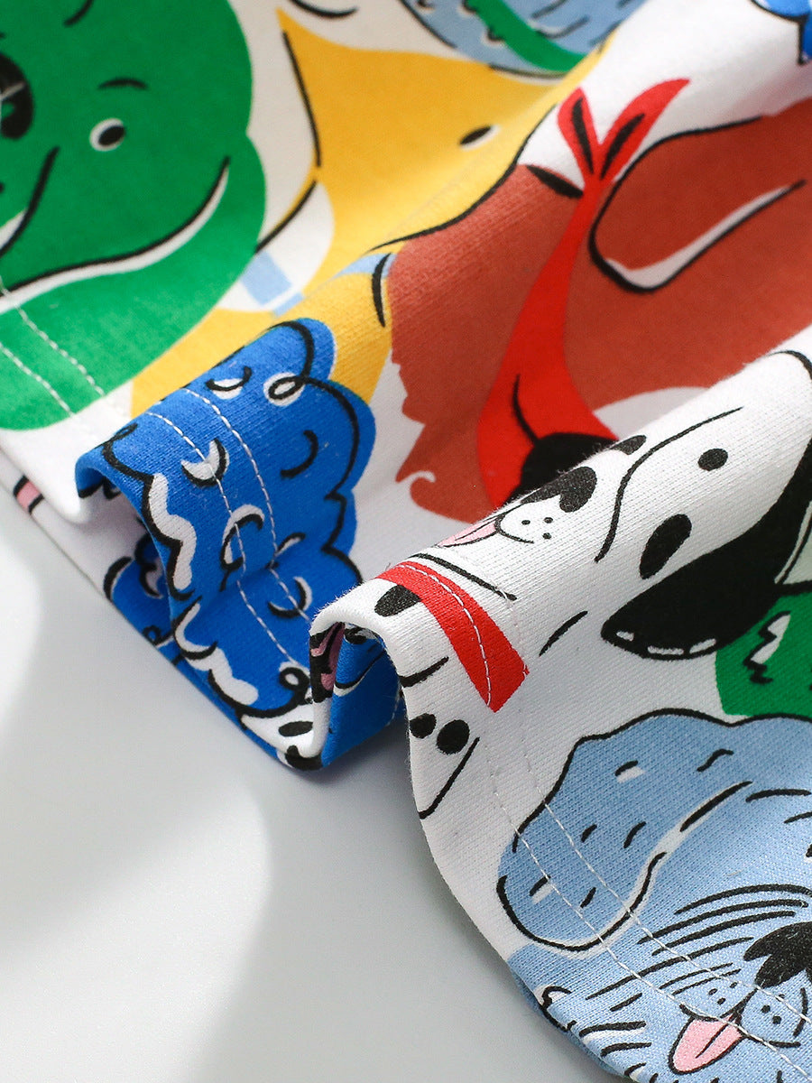 Design Autumn Girls Vivid Colorful Dogs Pattern Dress