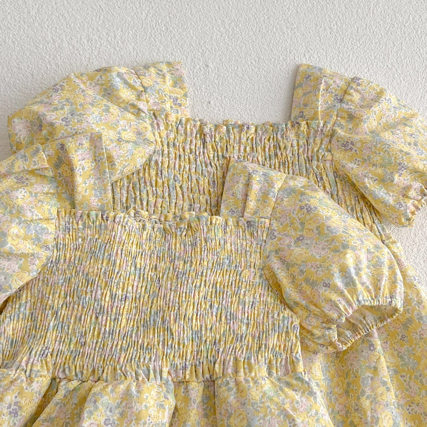Baby Ditsy Flower Graphic Puff Sleeves Oneseis And Dress