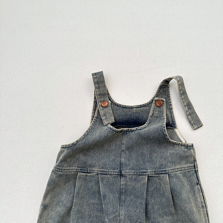 Unisex Spring Autumn Solid Overall Cowboy
