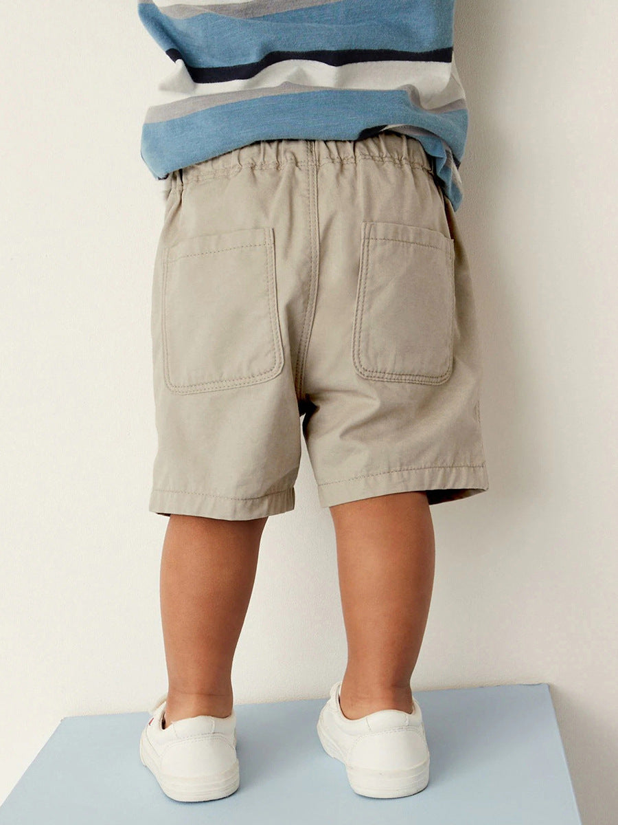Boys Solid Soft Cotton Casual Style Shorts With Cartoon Logo
