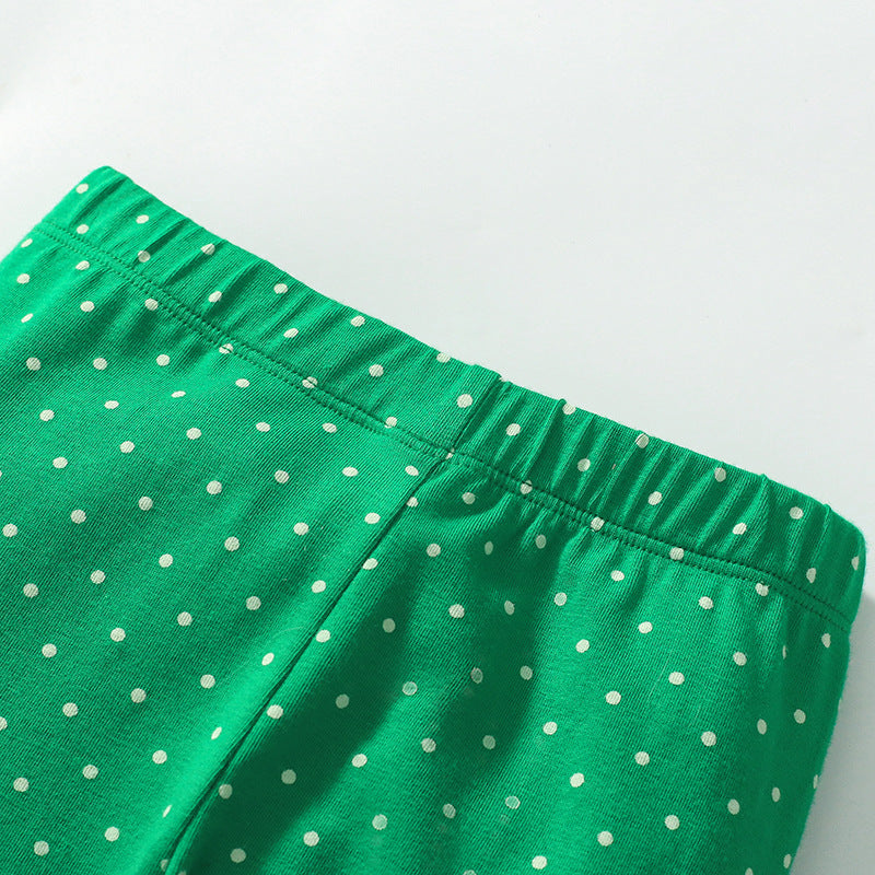 Spring and Autumn Girls Dragons Cartoon Pattern Long Sleeves Sweatshirt and Dots Pattern Pants Clothing Set