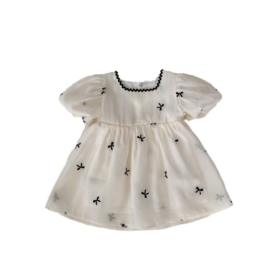 Design Summer Baby Kids Girls Bows Embroidery Dress