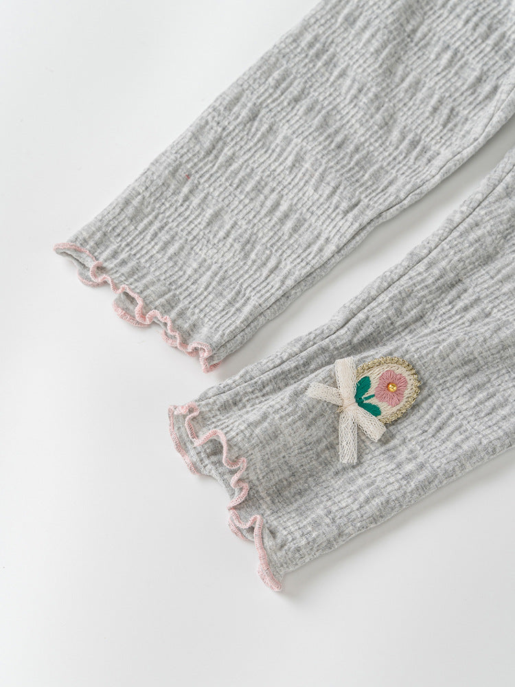 Baby Kids Girls Spring Flower Logo Soft Pants