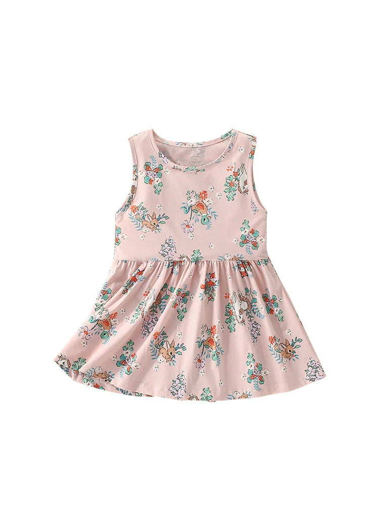 Summer Arrival Floral Pattern Sleeveless Cute Dress for Stylish Girls
