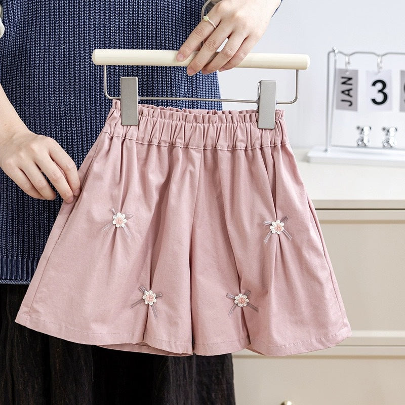 Summer Baby Kids Girls Floral Bows Sweet Simple Pleated Skirt
