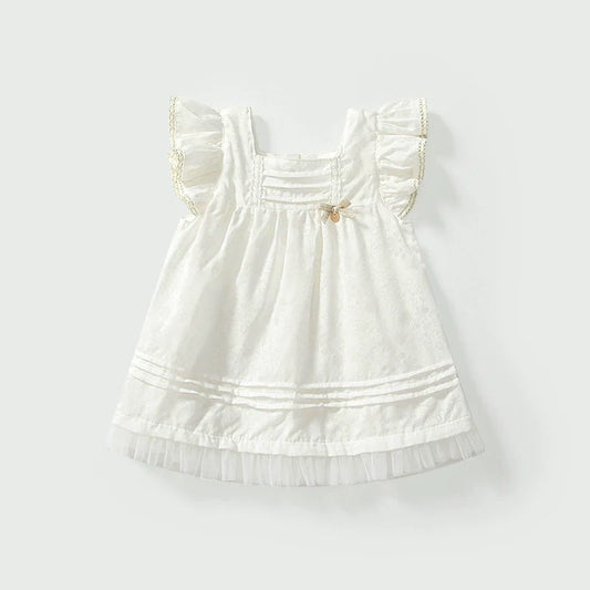 Summer Baby Kids Girls Fly Sleeves Solid Color Dress