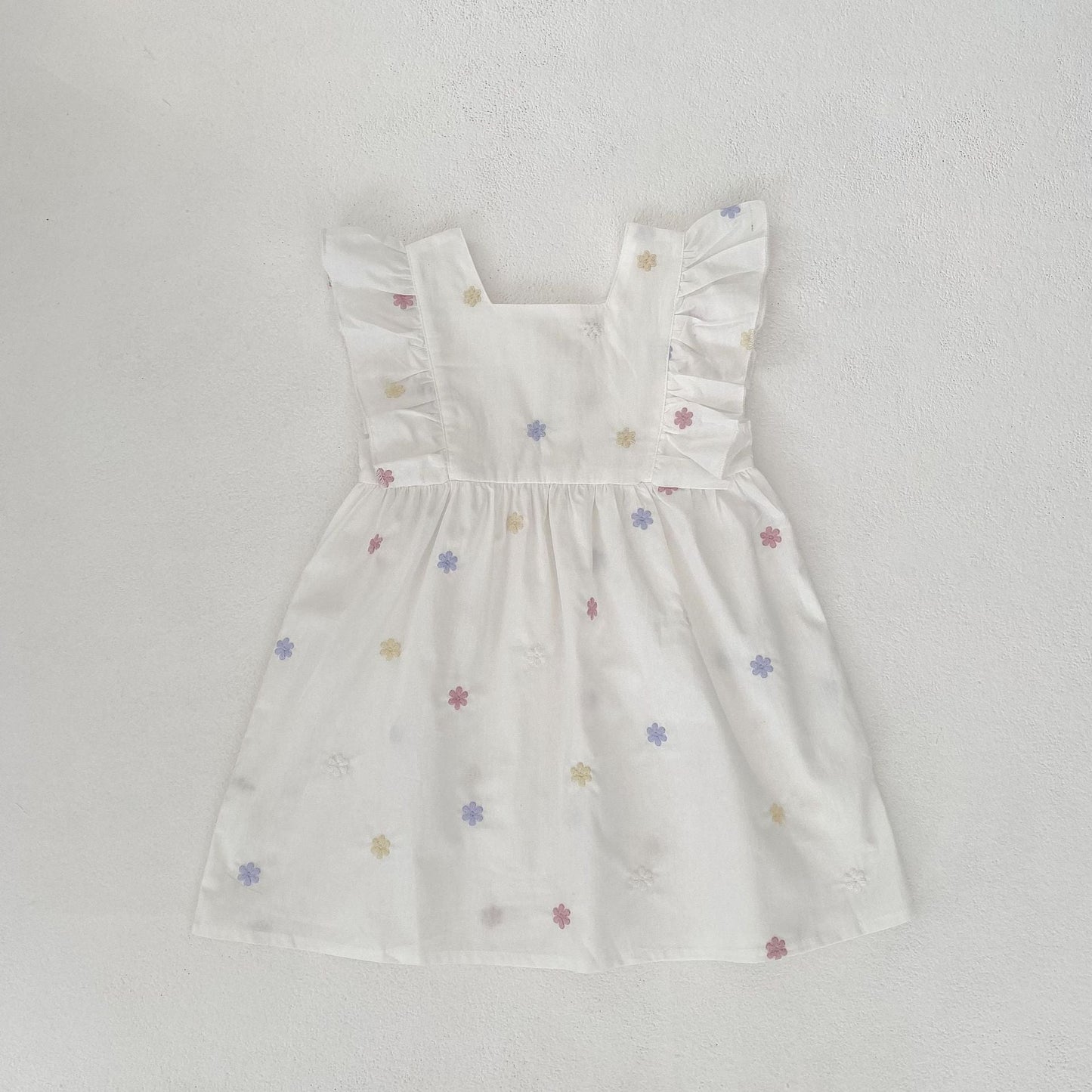 Summer Arrival Star Pattern Fly Sleeves Square Neck Dress/Onesies for Stylish Girls