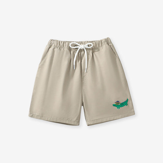 Boys Solid Soft Cotton Casual Style Shorts With Cartoon Logo