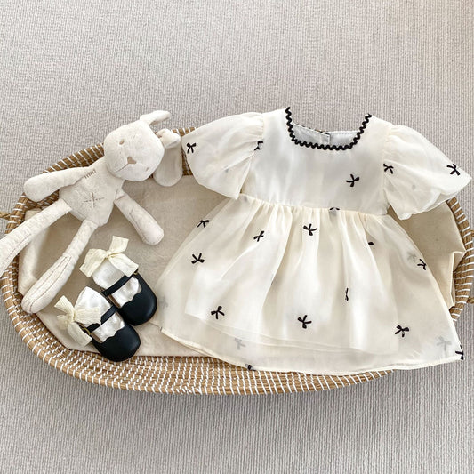 Design Summer Baby Kids Girls Bows Embroidery Dress