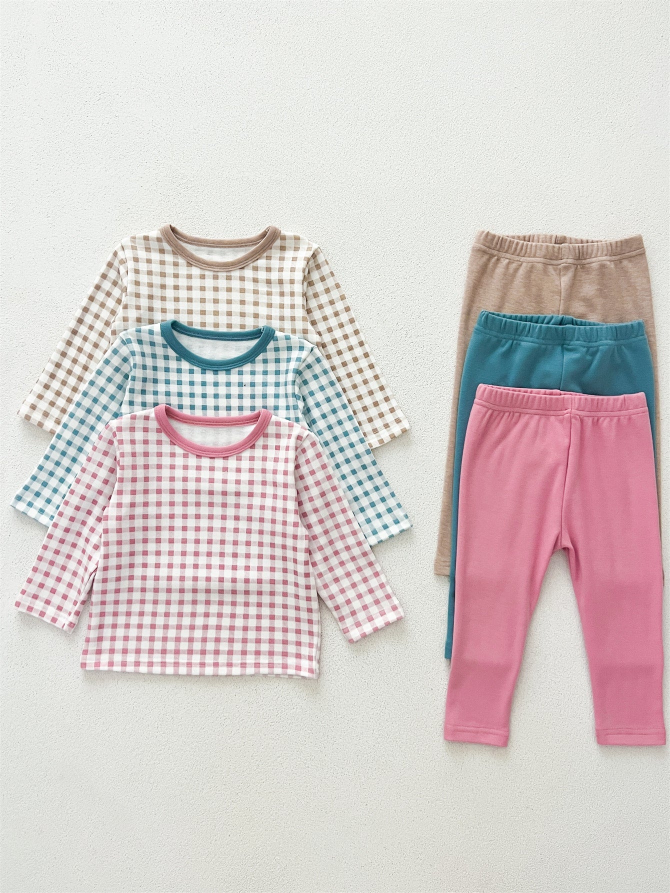 Arrival Spring Baby Girls Long Sleeves Plaid Design Top and Bottom Set โ Clothing Set
