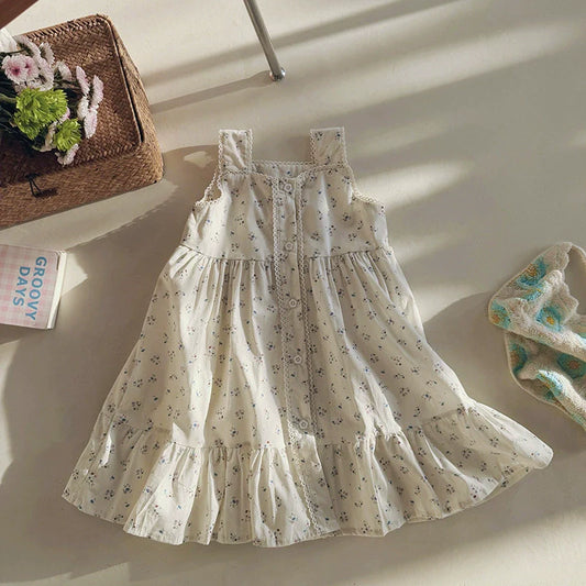 Summer Arrival Baby Kids Girls Cute Sleeveless Flowers Pattern Printed Dress