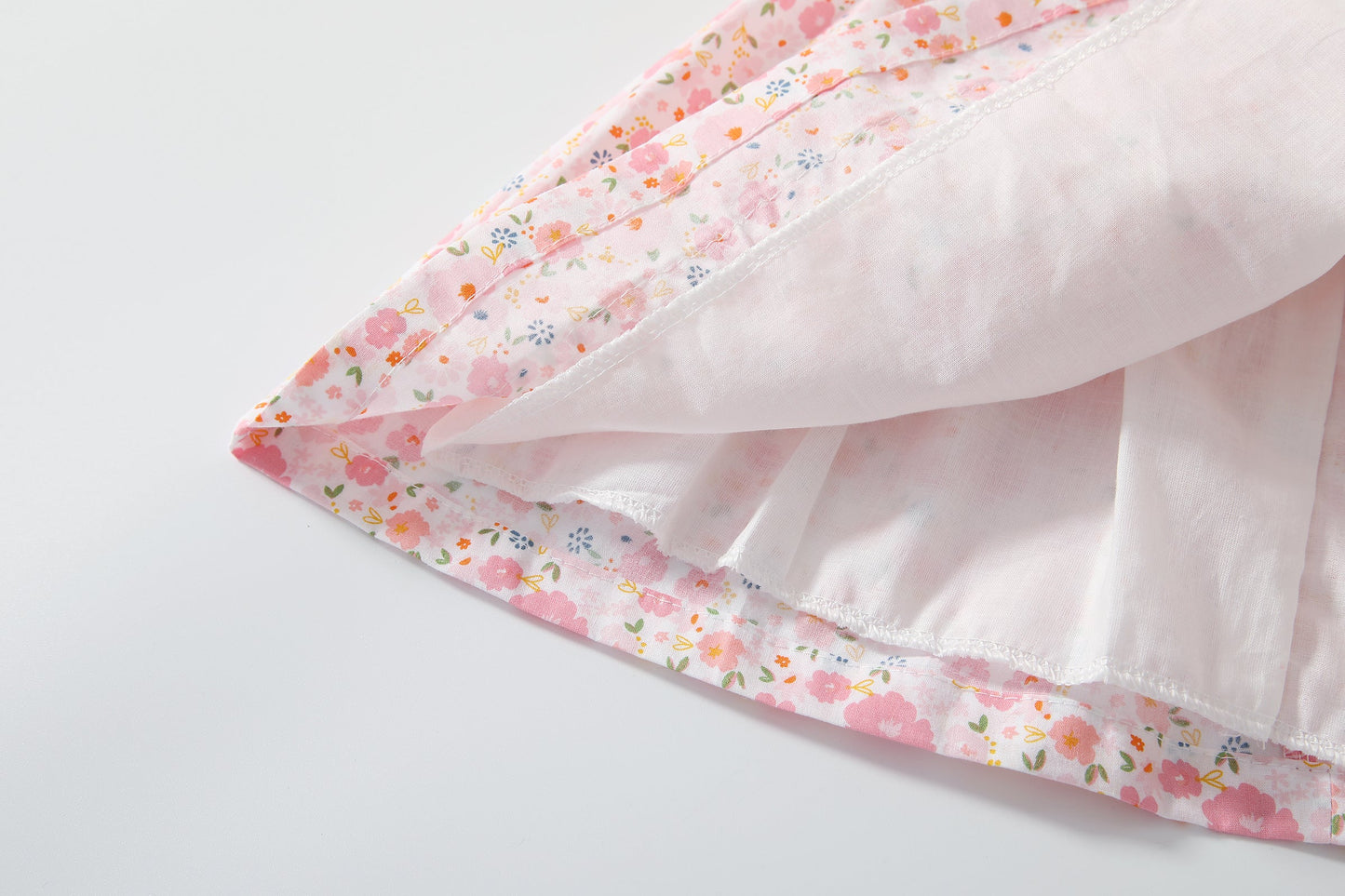 Baby Girl Short-Sleeved Floral Print Shell Shape Collar Pattern A Version Dress
