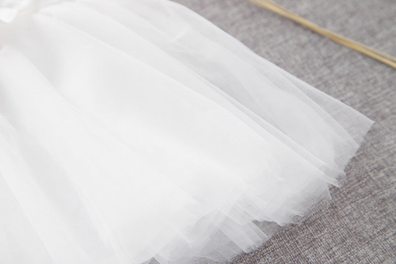 Baby Girl Solid Color Mesh Patchwork Design Sleeveless Patched Mesh Dress