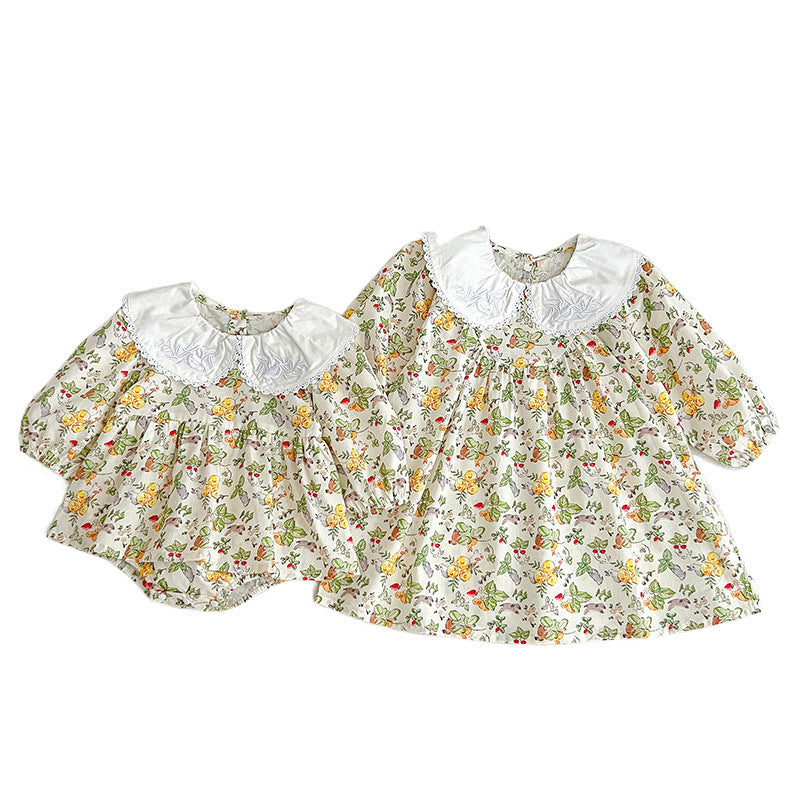 Autumn Doll Neck Long Sleeve Sweet Style Dress Onesies