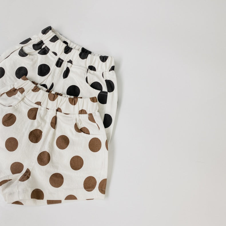 Baby Girl Polka Dot Pattern Basic Shorts With Pockets In Summer