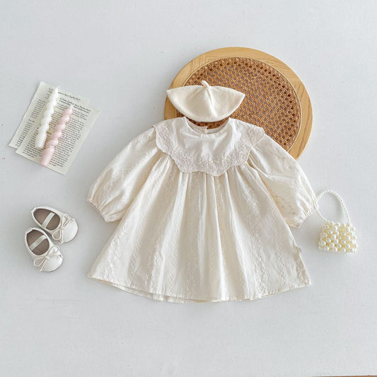 Autumn Baby Girls Flowers Embroidered Pattern Long-sleeved Onesies and Dress – Princess Sister Matching Set