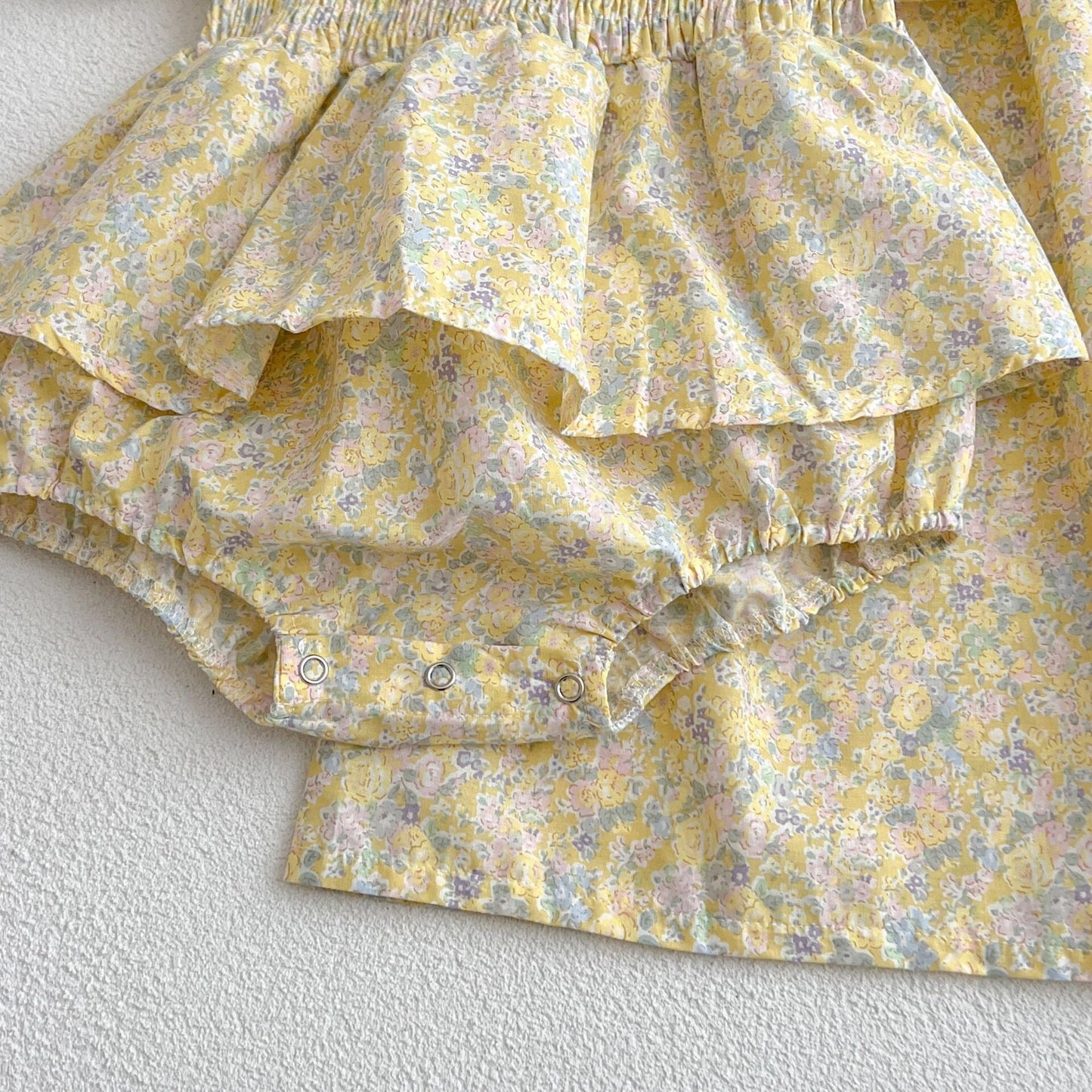 Baby Ditsy Flower Graphic Puff Sleeves Oneseis And Dress