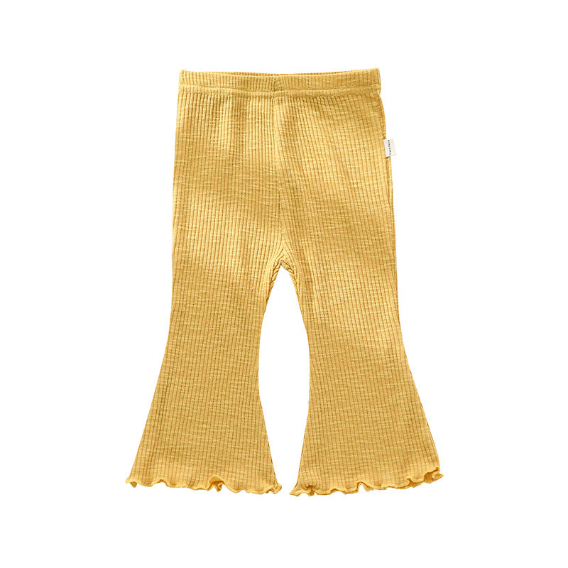 Baby Girl Solid Color Autumn Bell-Bottomed Pants