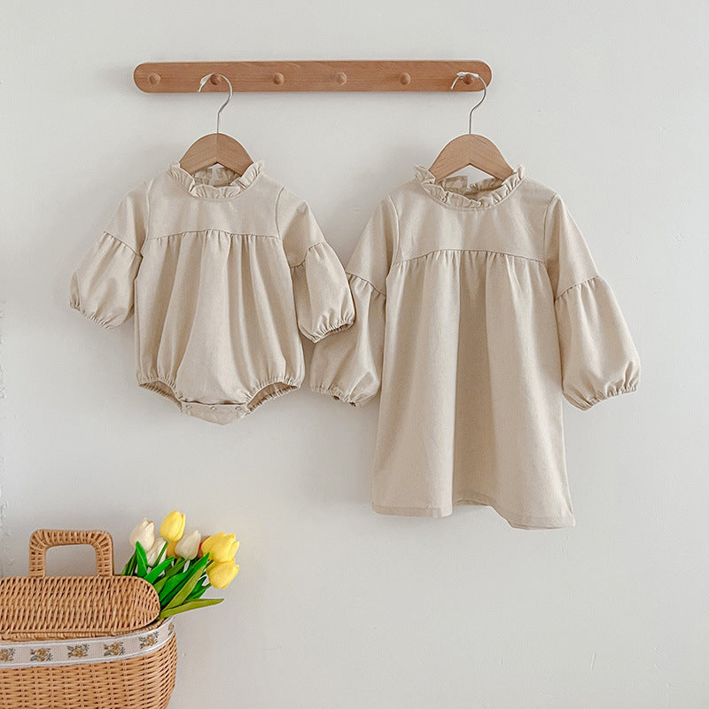 Solid Color Fashion Simple Style Dress & Onesie