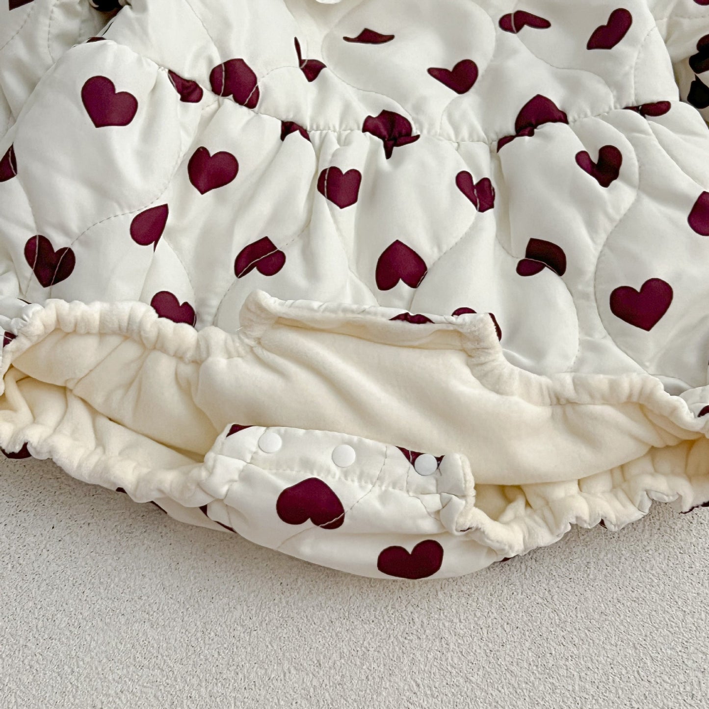 Red Heart Pattern Peter Pan Lace Collar Long Sleeve Fashion Princess Onesies&Dress