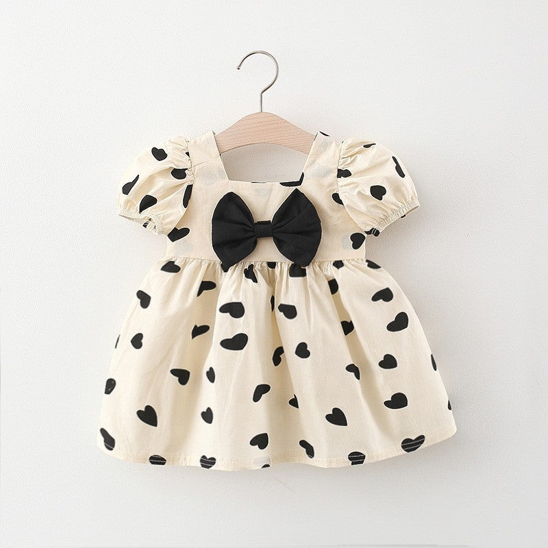 Baby Girl Polka Dot Graphic Bow Tie Princess Derss