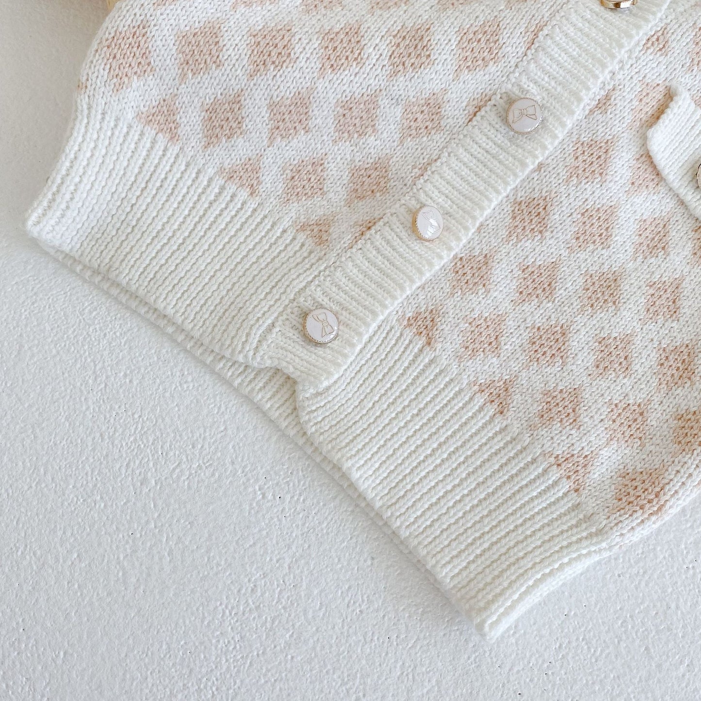 Baby Girl Plaid Graphic Onesies & Cardigan Knitted Sets
