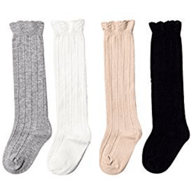 Heathered Ruffle Knee High Socks