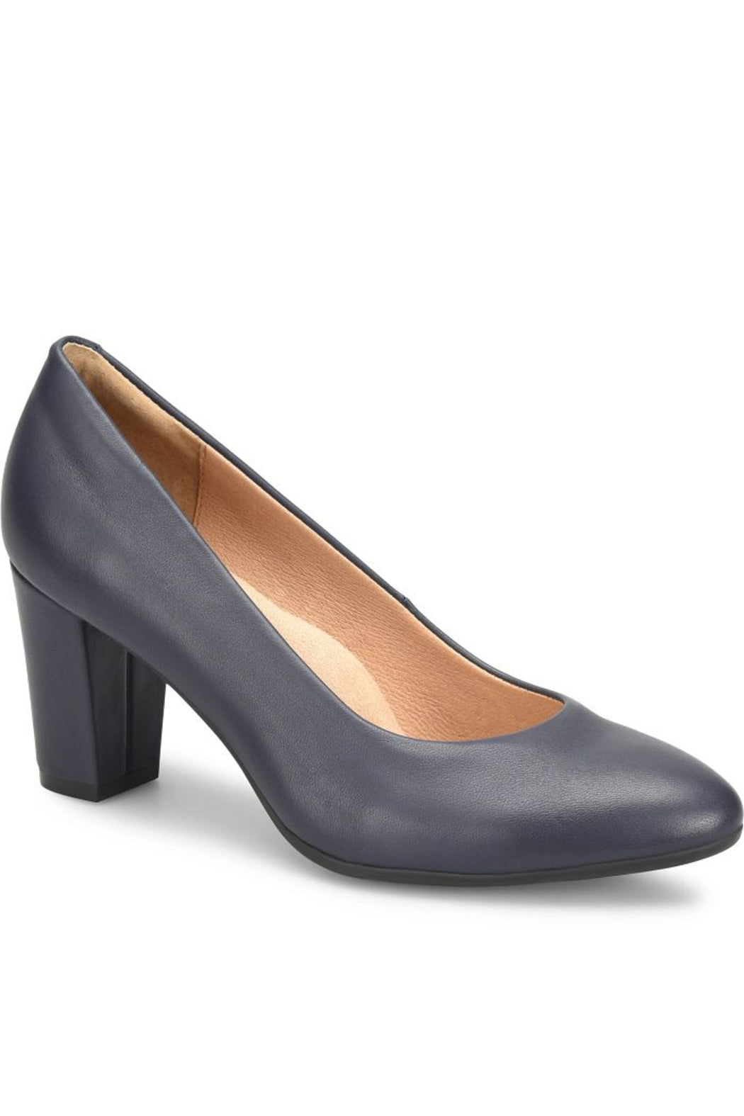 SOFFT LANA ROUNDED TOE PATENT LEATHER PUMPS IN NAVY