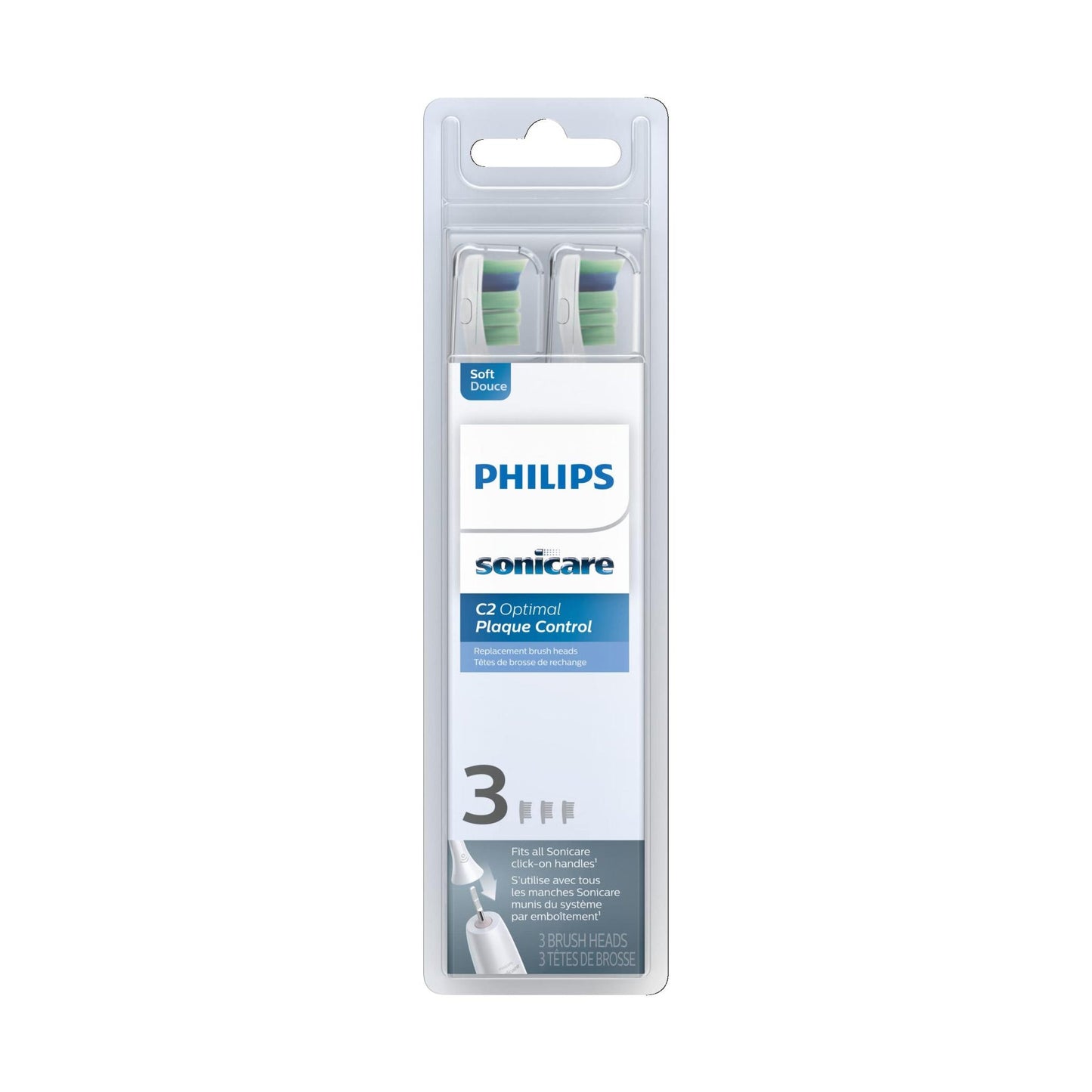 Philips Sonicare C2 Toothbrush Heads HX9023/65 White 3 pack - New
