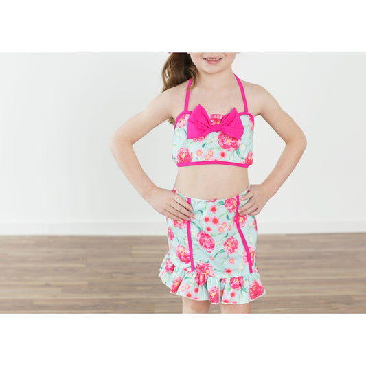 Vintage Girl 3 Piece Floral Swimsuit