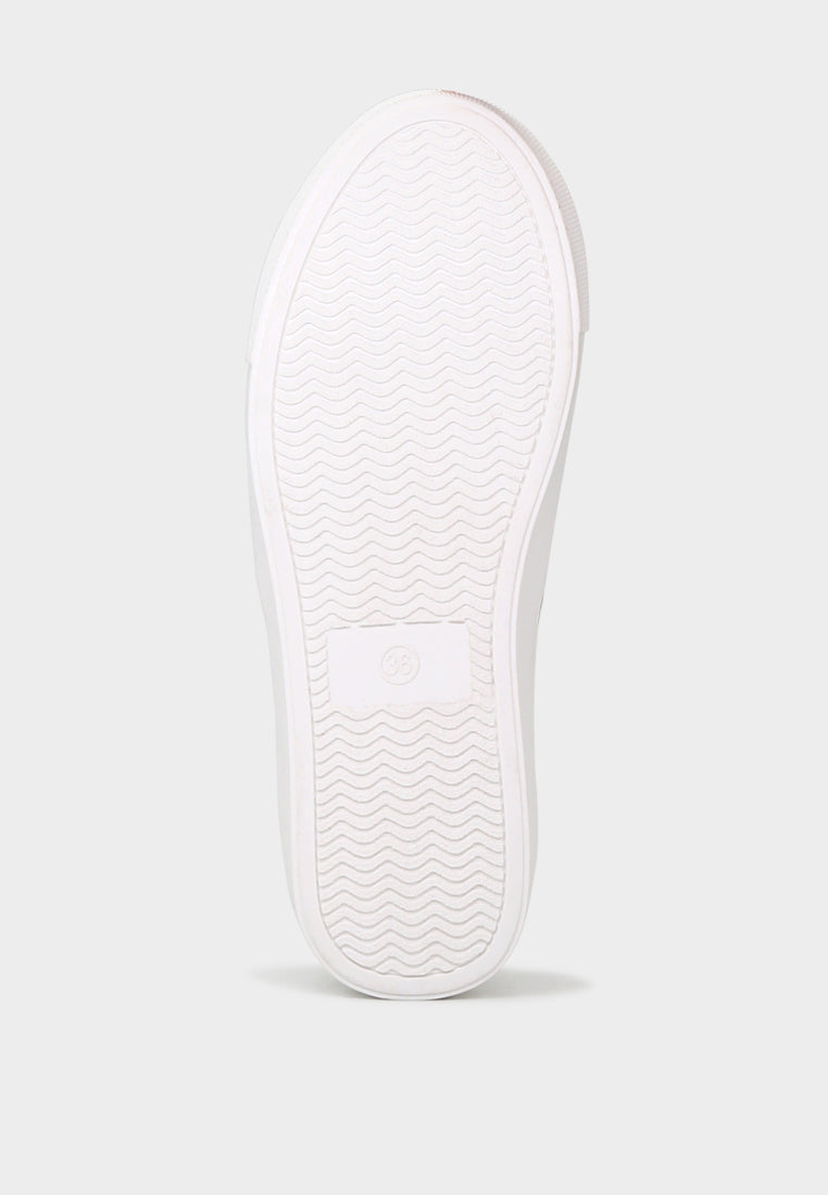 White Slip On Patchwork Sneakers