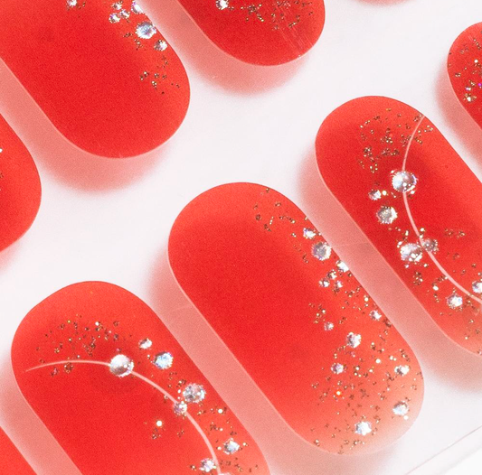 Red Shimmer Gel Nails