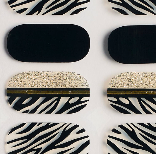 Stripes and Gold Gel Nails