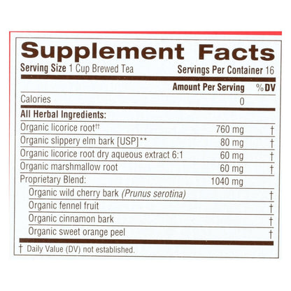 Organic Throat Coat Herbal Tea, 16 Bags, Pack of 6