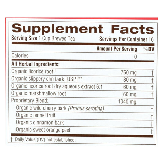 Organic Throat Coat Herbal Tea, 16 Bags, Pack of 6