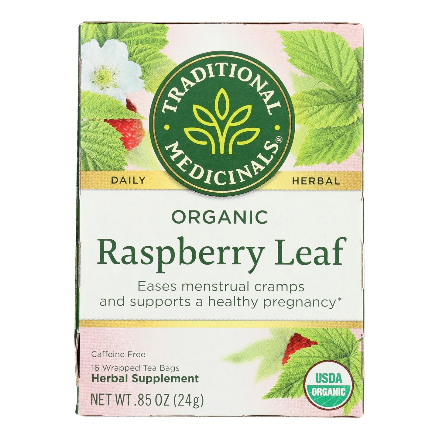 Organic Raspberry Leaf Herbal Tea - 16 Bags, Case of 6