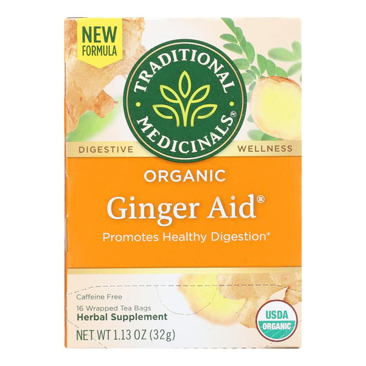 Organic Ginger Aid Herbal Tea - 16 Bags, Case of 6