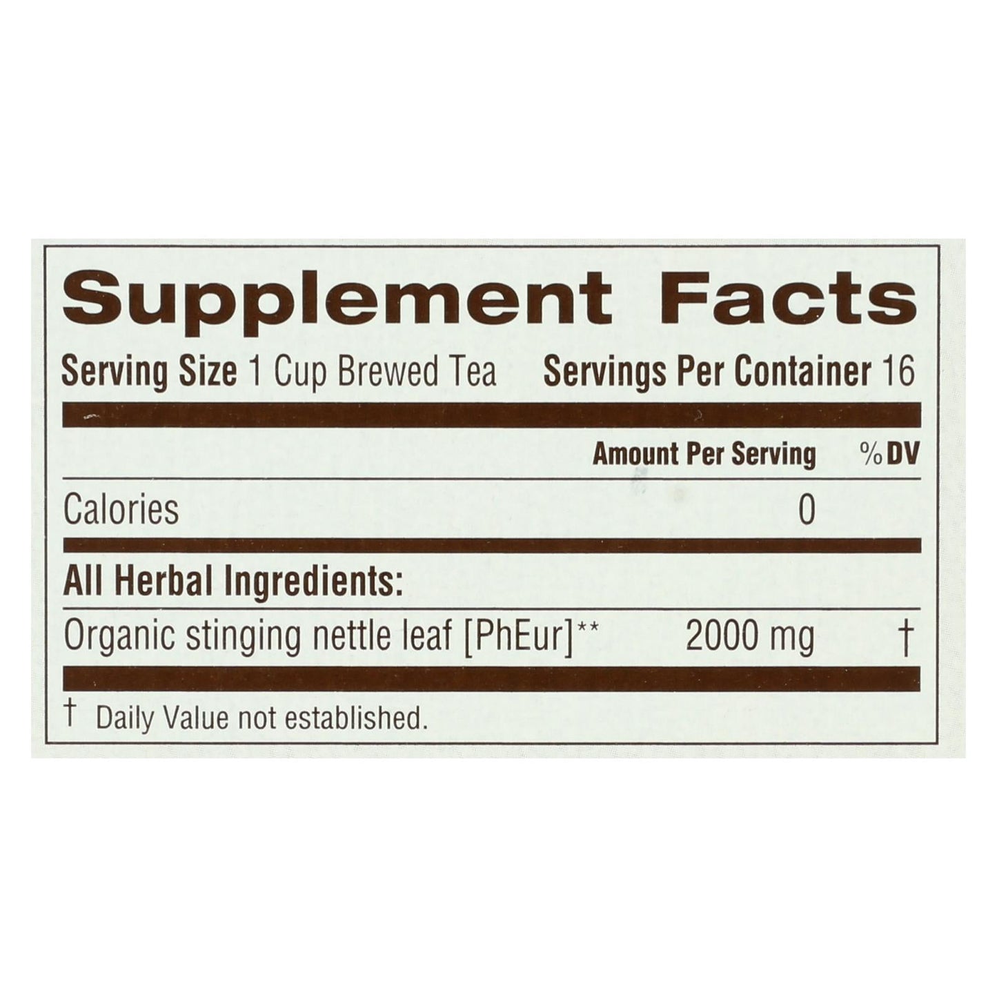 Organic Nettle Leaf Herbal Tea, 16 Bags, Case of 6