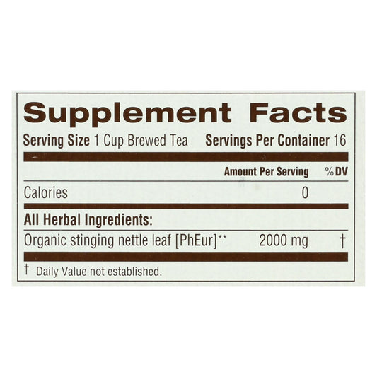 Organic Nettle Leaf Herbal Tea, 16 Bags, Case of 6