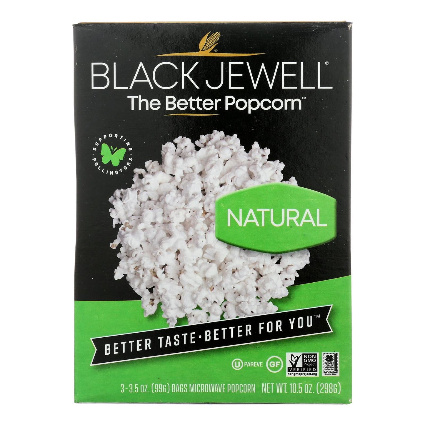 Black Jewell Natural Microwave Popcorn, 6-Pack, 10.5 Oz